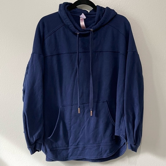 SAVAGE X FENTY- Navy Blue Oversized Hoodie Unisex Sweatshirt Size XS - Picture 1 of 4
